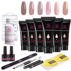 Makartt Poly Nail Extension Gel Kit Nude Color Builder Gel Nail Thickening Solution Equipment All-in-One Kit for Starter