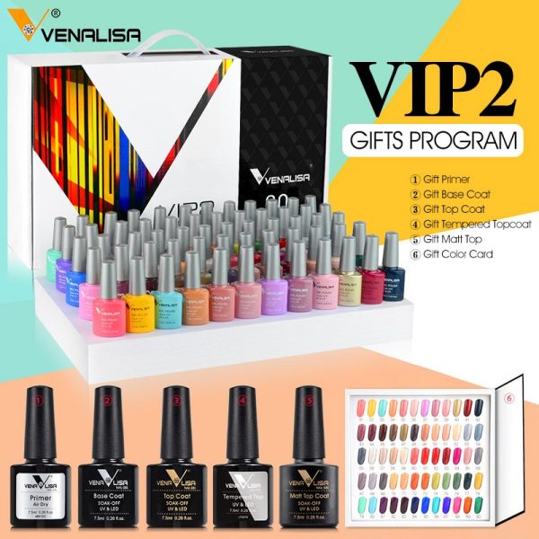 2020 new 60 fashion color Venalisa gel polish enamel vernish color gel polish for nail art design whole set nail gel learner kit