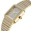 MISSFOX Women's Watches Gold Full Diamond Luxury Brand Square Bracelet Watch Popular Waterproof Quartz Ladies Wristwatch Gift