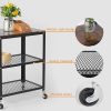 Modern Style Storage Rack with Wheels 3 Tiers Storage Shelf Steel Movable Shelf Display Rack, Black/Brown