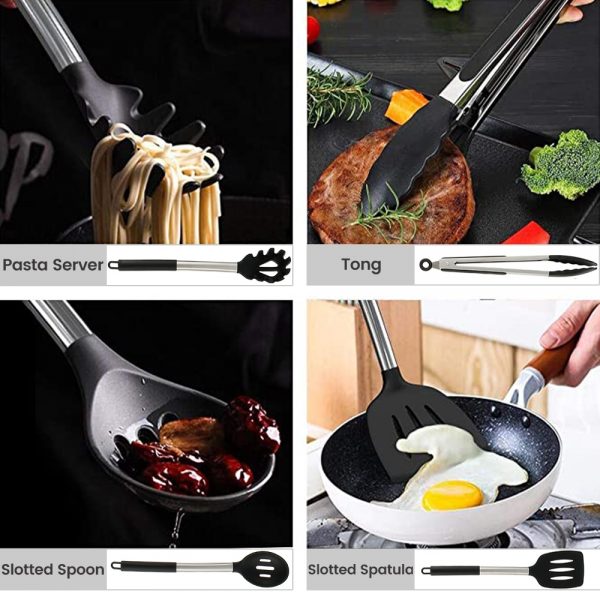 15PCS Silicone Kitchenware Non-stick Cookware Cooking Tool Spatula Ladle Egg Beaters Shovel Spoon Soup Kitchen Utensils Set