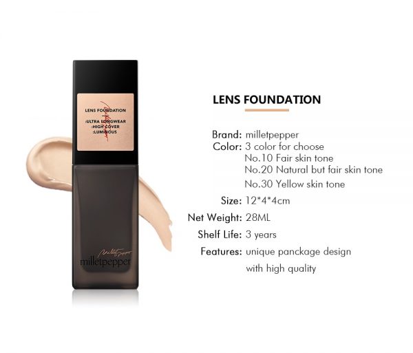 MilletPepper 28ml Face Foundation Cream Matte Base Makeup Full Coverage Liquid Concealer Waterproof Long Lasting Base Foundation