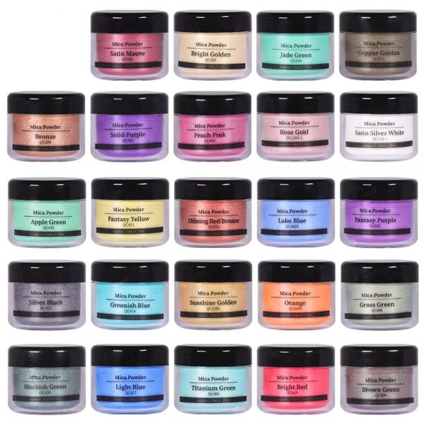 Biutee 24Color 0.35oz Lip Gloss Mica Powder Pigment For Lips Gloss DIY Nail Art Cosmetics Glitter Color Pure Pearl Epoxy Resin