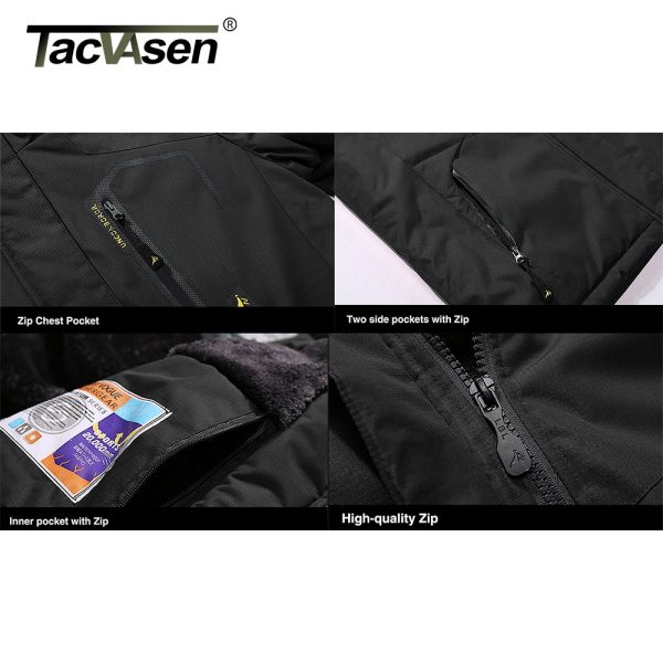 TACVASEN Winter Fleece Lined Jacket Men's Fleece Lining Coats Thermal Warm Jacket Hiking Walking Jacket Outdoor Windbreaker Male