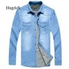 Top Quality Fashion Winter Jeans Shirt Men Warm Fleece Lined Velvet Denim Shirts 4Xl Male Bottoming Shirt