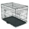 Black 24" Dog Crate Kennel Folding Metal Pet Cage 2 Door With Tray