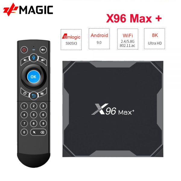 Android 9.0 TV BOX X96 MAX Plus 4GB 64GB 32GB Amlogic S905X3 Quad Core 8K Video Player Wifi 2.4/5G Smart TV Box X96 Max+