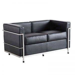 Black leather sofa chair double seat sofa home living room office furniture suitable business reception meeting room