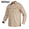 TACVASEN Summer Cargo Work Shirts Men Safari Military Tactical Shirts Long Sleeve Button Down Performance Shirts Airsoft Clothes