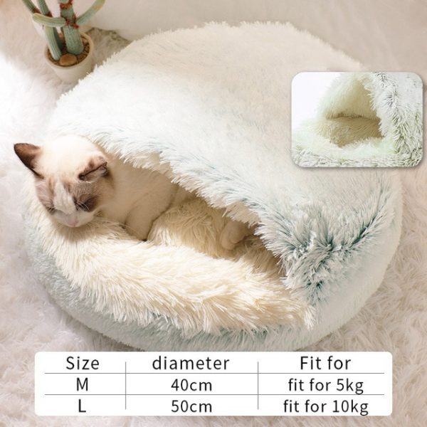 Hot Plush Round Cat Bed Cat Warm House Soft Long Plush Pet Dog Bed For Small Dogs Cat Nest 2 In 1 Pet Bed Cushion Sleeping Sofa