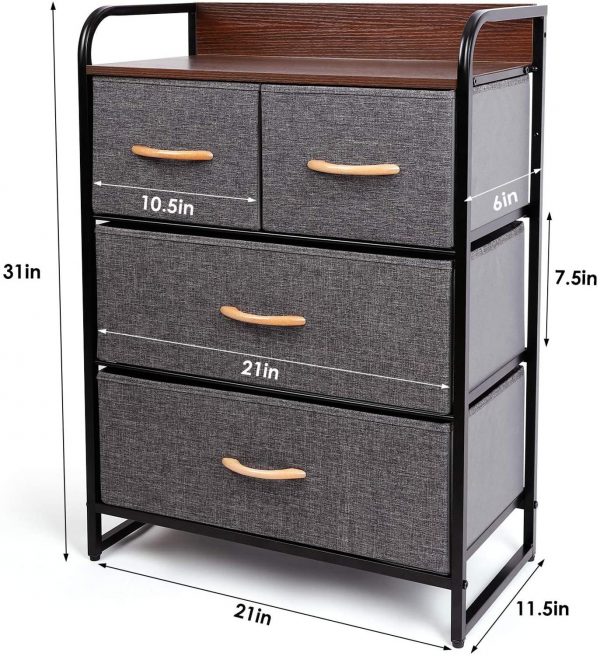 4 Dressers Drawer Tower,Perfect for Any Style of Bedroom or Living Room.Frame Dimension 31"L x 21"D x 11.4"H