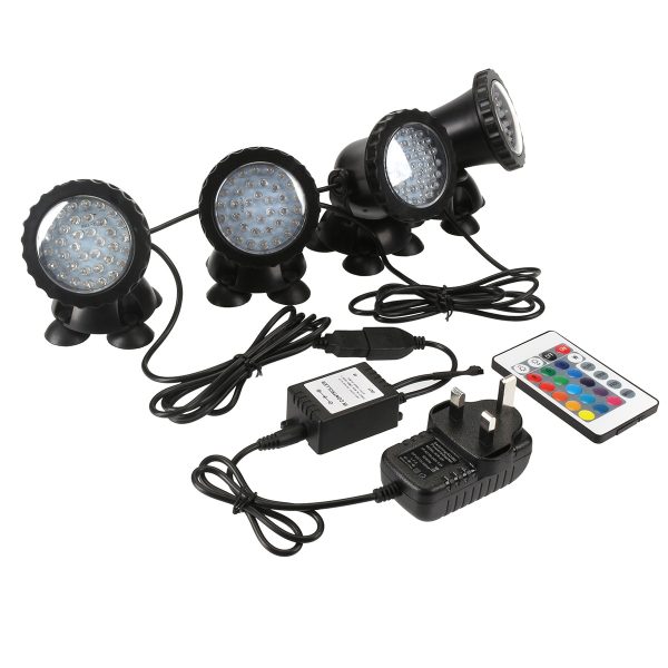 1 Set 2/4 Light Waterproof IP68 RGB 36 LED Underwater Spot Light for Swimming Pool Fountains Pond Water Garden Aquarium