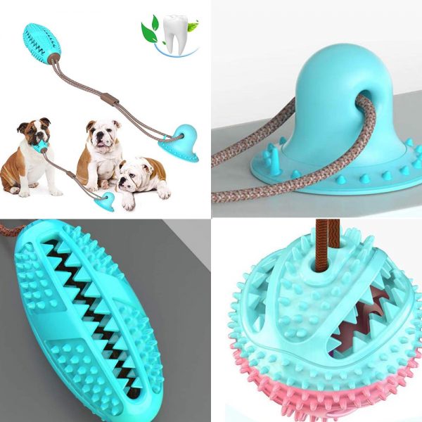 Dog Toy Silicon Suction Cup Tug Interactive Dog Ball Toys For Pet Chew Bite Tooth Cleaning Toothbrush Dogs Food Toys