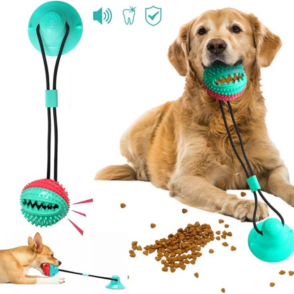 Dog Toy Silicon Suction Cup Tug Interactive Dog Ball Toys For Pet Chew Bite Tooth Cleaning Toothbrush Dogs Food Toys