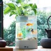 USB Self-cleaning Fish Tank Small Acrylic Goldfish Tank Desktop Transparent Bucket Fish Tank Ecological Bare Cylinder Decor Gift