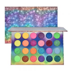 Neon Eyeshadow 24 Colors Palette Glow in the Dark Aurora Glow Eyeshadow Palette Stage Halloween Makeup Kit UV Glow Blacklight