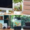 USB Self-cleaning Fish Tank Small Acrylic Goldfish Tank Desktop Transparent Bucket Fish Tank Ecological Bare Cylinder Decor Gift