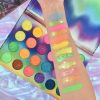 Neon Eyeshadow 24 Colors Palette Glow in the Dark Aurora Glow Eyeshadow Palette Stage Halloween Makeup Kit UV Glow Blacklight
