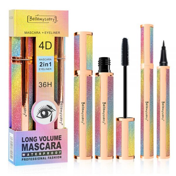 Waterproof Slender Mascara Eyeliner Set Long Thick Eyelash Curling Mascara Long Lasting Sweat Proof Liquid Eye Liner Eyelash